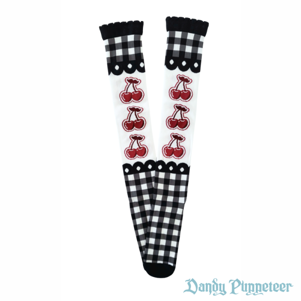 Cherry Gingham Over Knee Socks - Image 10