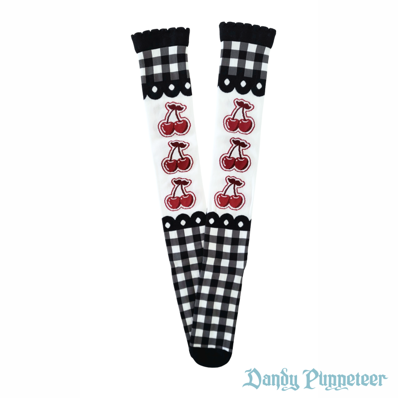 Cherry Gingham Over Knee Socks - Image 11