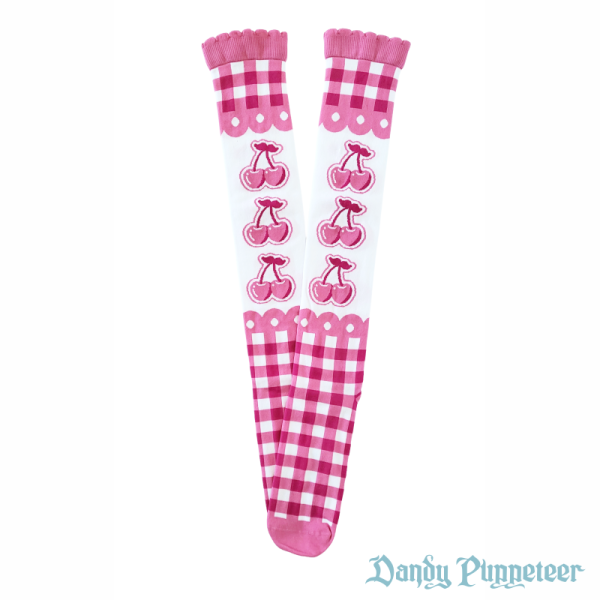 Cherry Gingham Over Knee Socks - Image 13