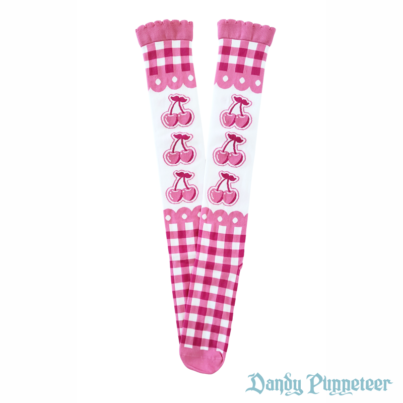 Cherry Gingham Over Knee Socks - Image 14