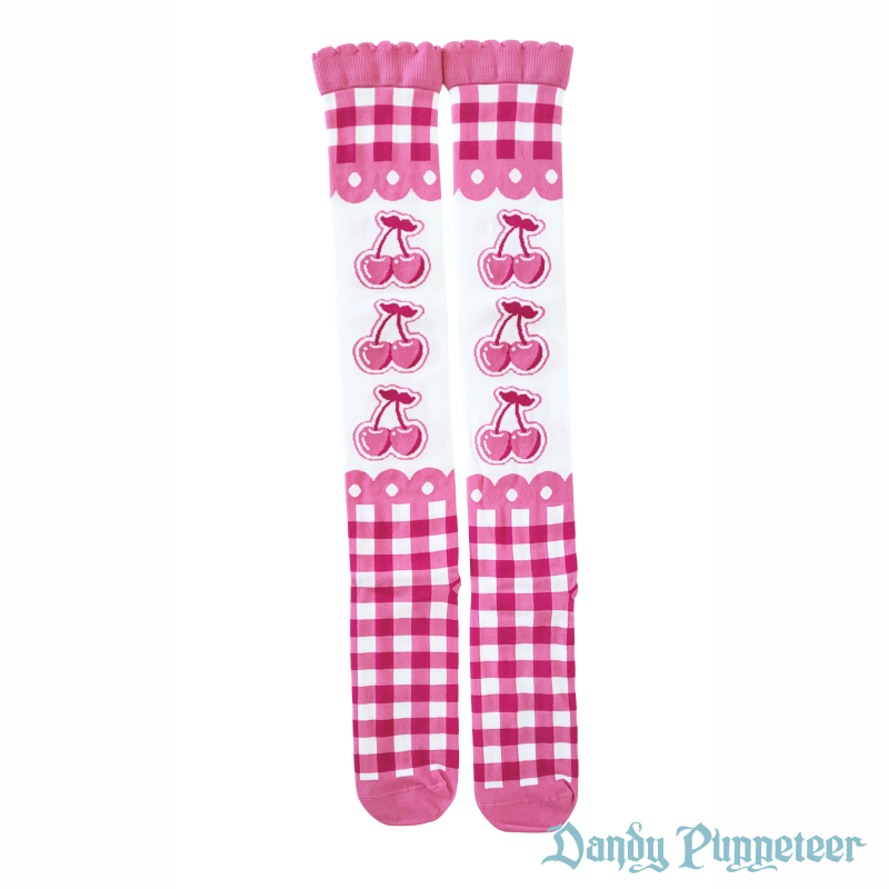 Cherry Gingham Over Knee Socks - Image 15