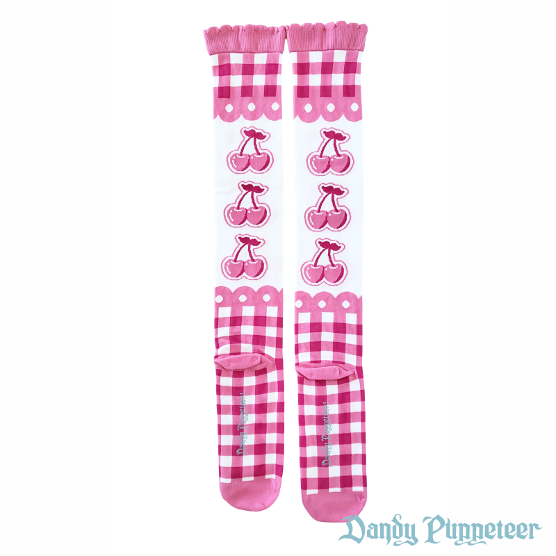 Cherry Gingham Over Knee Socks - Image 16
