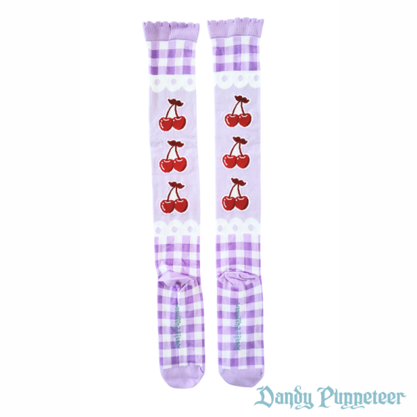 Cherry Gingham Over Knee Socks - Image 4