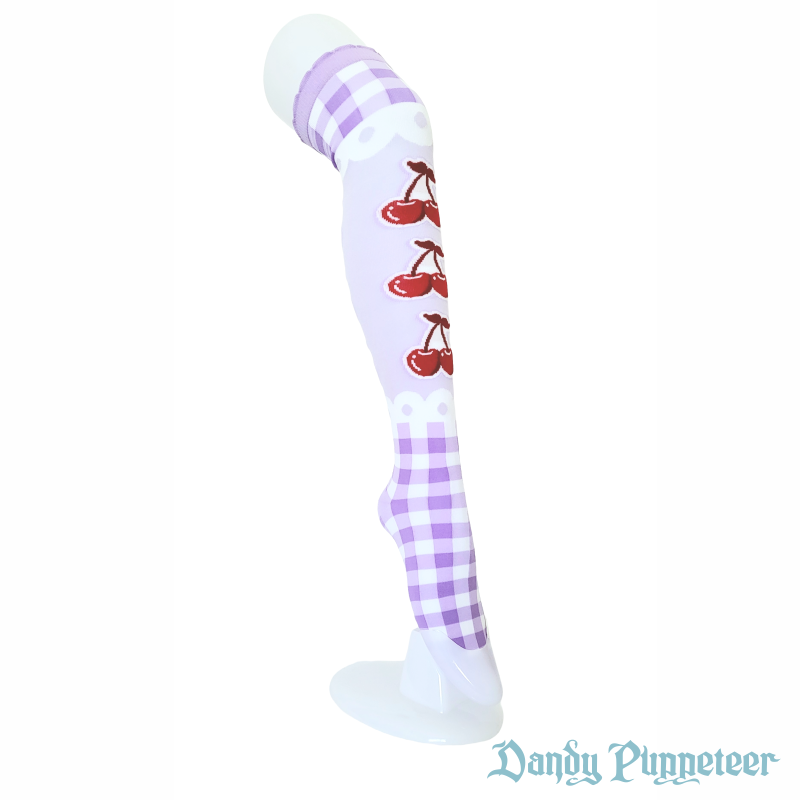 Cherry Gingham Over Knee Socks - Image 7