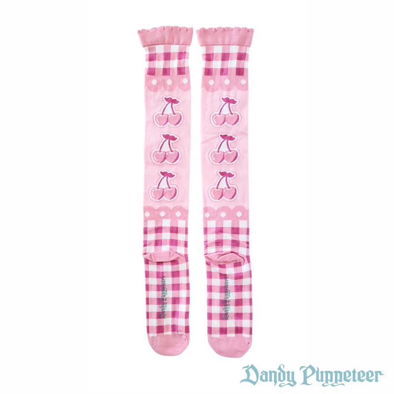 Cherry Gingham Over Knee Socks - Image 10